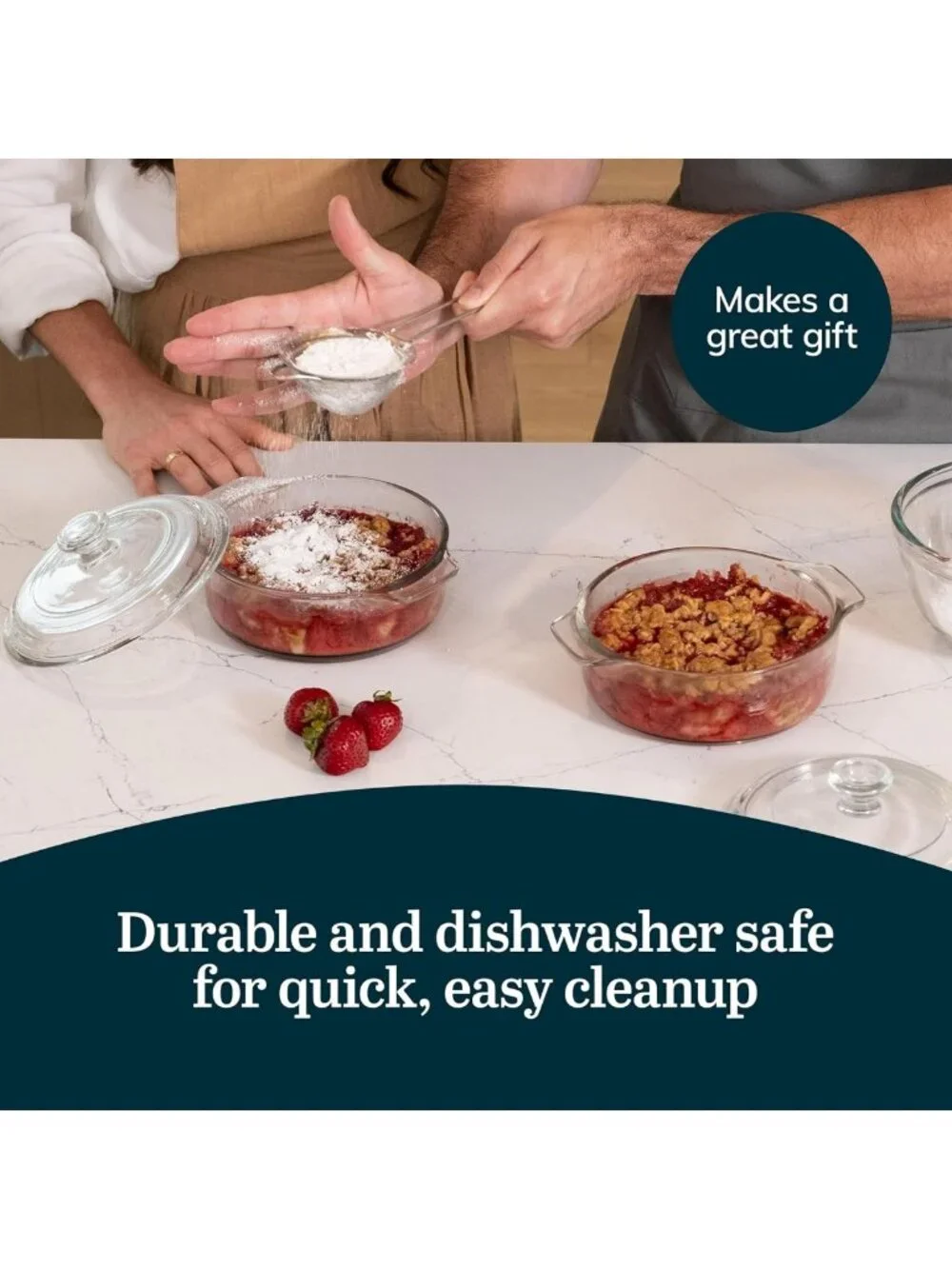 Elegant Glass Casserole Dishes with Lids - Versatile 2-Piece Baking Set for Oven